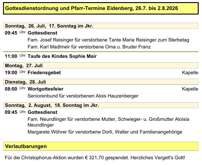Pfarre Eidenberg Verkuendzettel 20260725